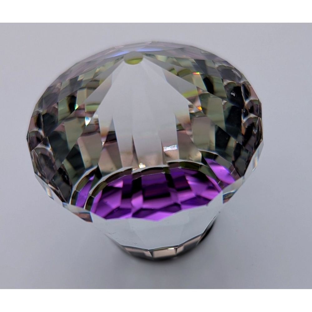 Swarovski Crystal Carousel Paperweight Purple Iridescent Faceted Glass Figurine